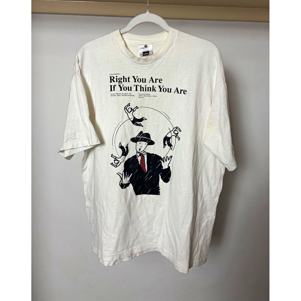 Lee Luigi Pirandello Right You Are Graphic T-Shirt Mens XL White Cotton Knit